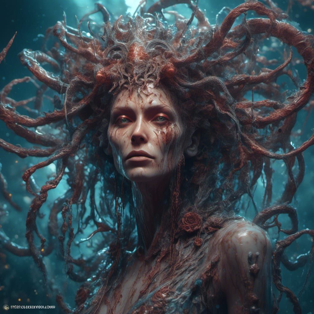 Hyperrealistic Medusa Portrait in Astral Style