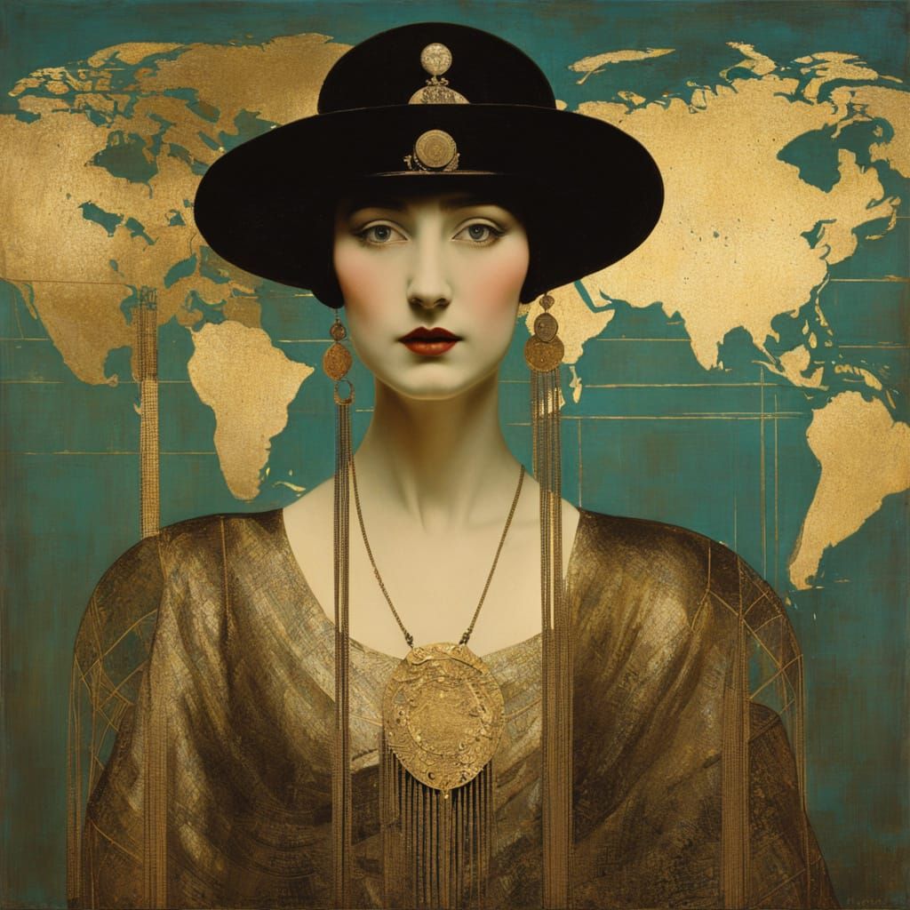 Surreal Portrait of a Travel Agent Amidst a Vintage World Ma...