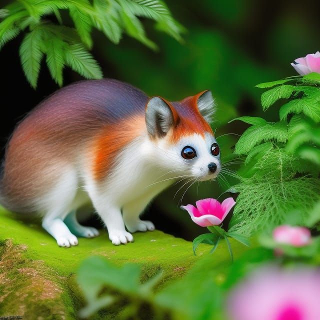 Charming Weasel Portrait in Surrealist Style