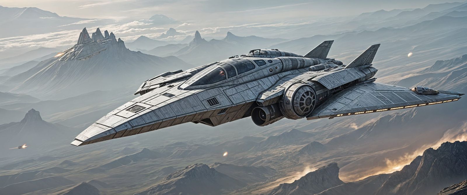 Mandalorian Fighter Spaceship in Epic Battle