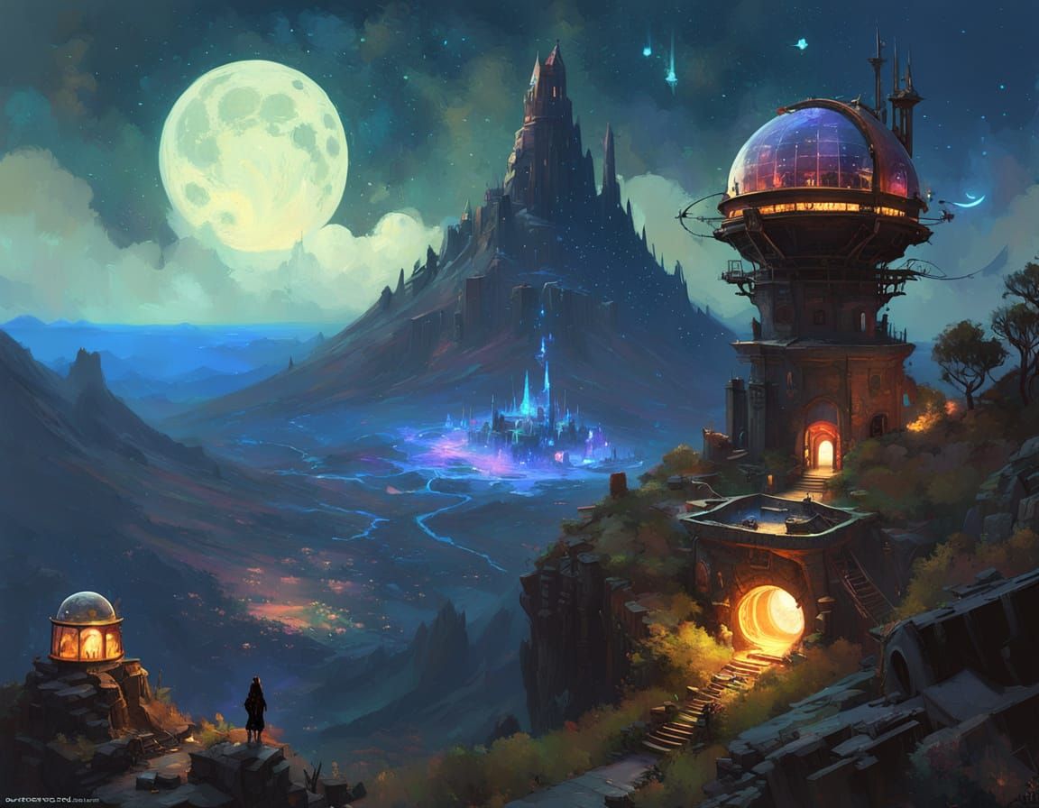 Epic Dark Fantasy Observatory Pixel Art