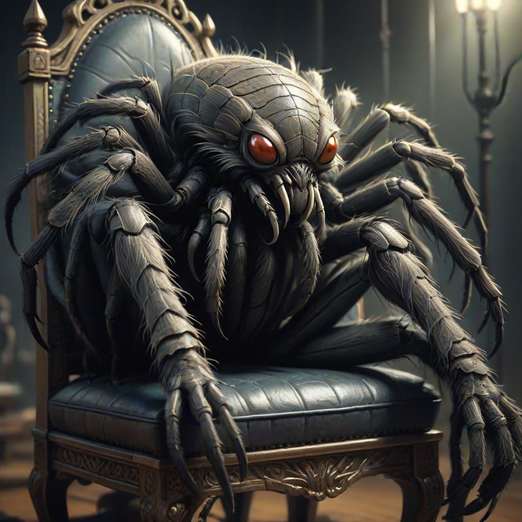 Half-Human Arachnid Queen in Photorealistic Pencil Sketch