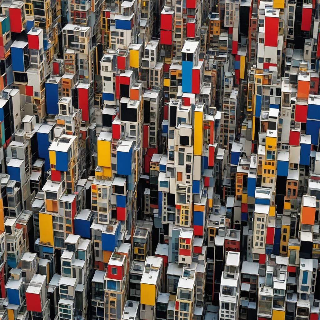 Cubist Cityscape with Geometric Forms