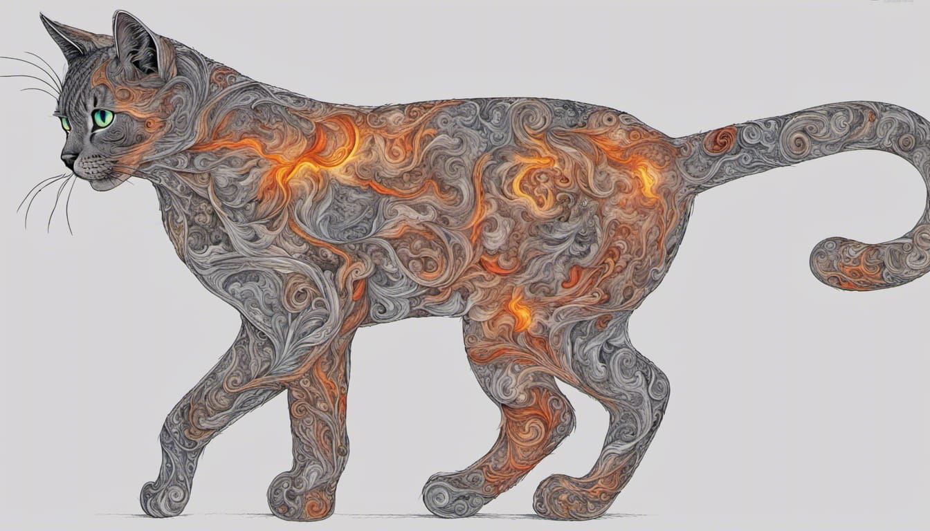 Fiery Feline: A Combustion Cat Composition
