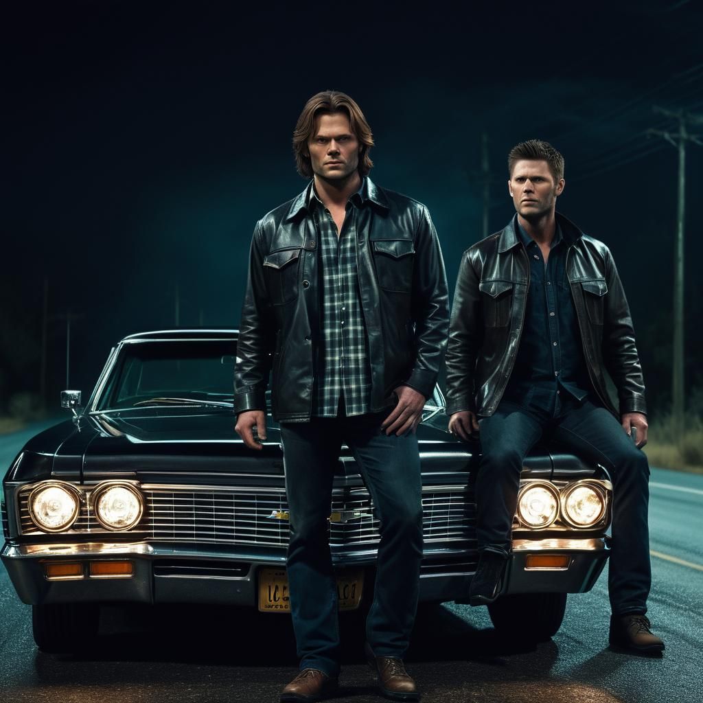 Winchester Brothers in 1967 Impala: Cinematic Film Still