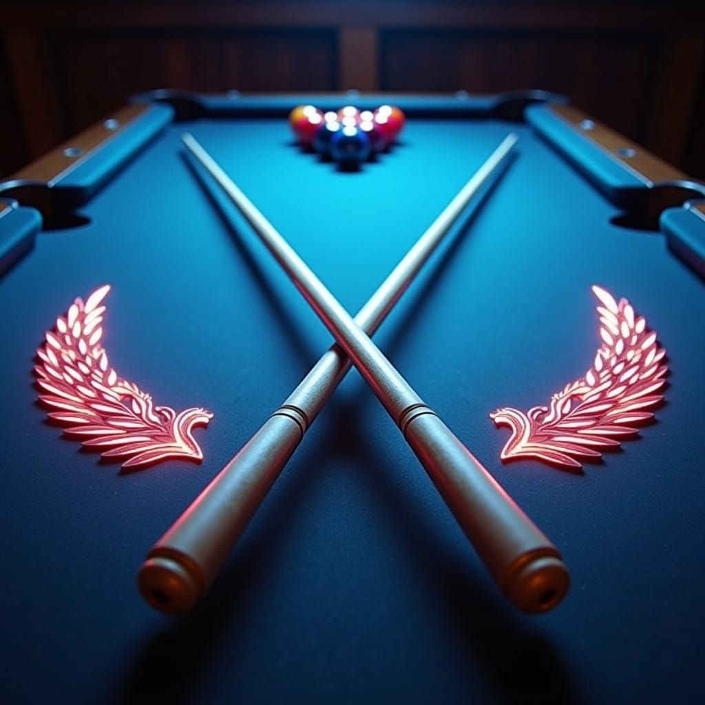 Vintage Tournament Pool Table in Art Nouveau Style