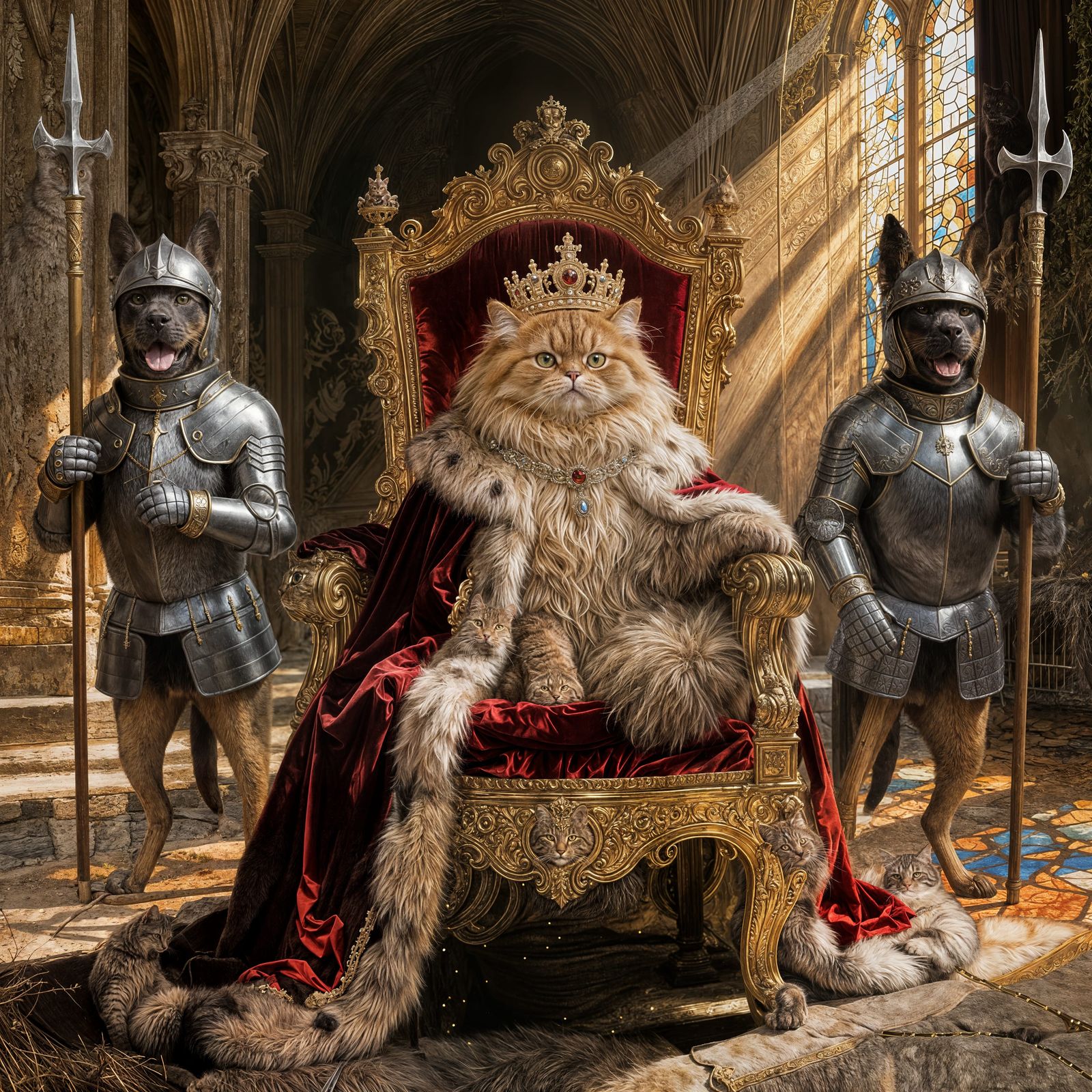 Furry Cat King on Throne