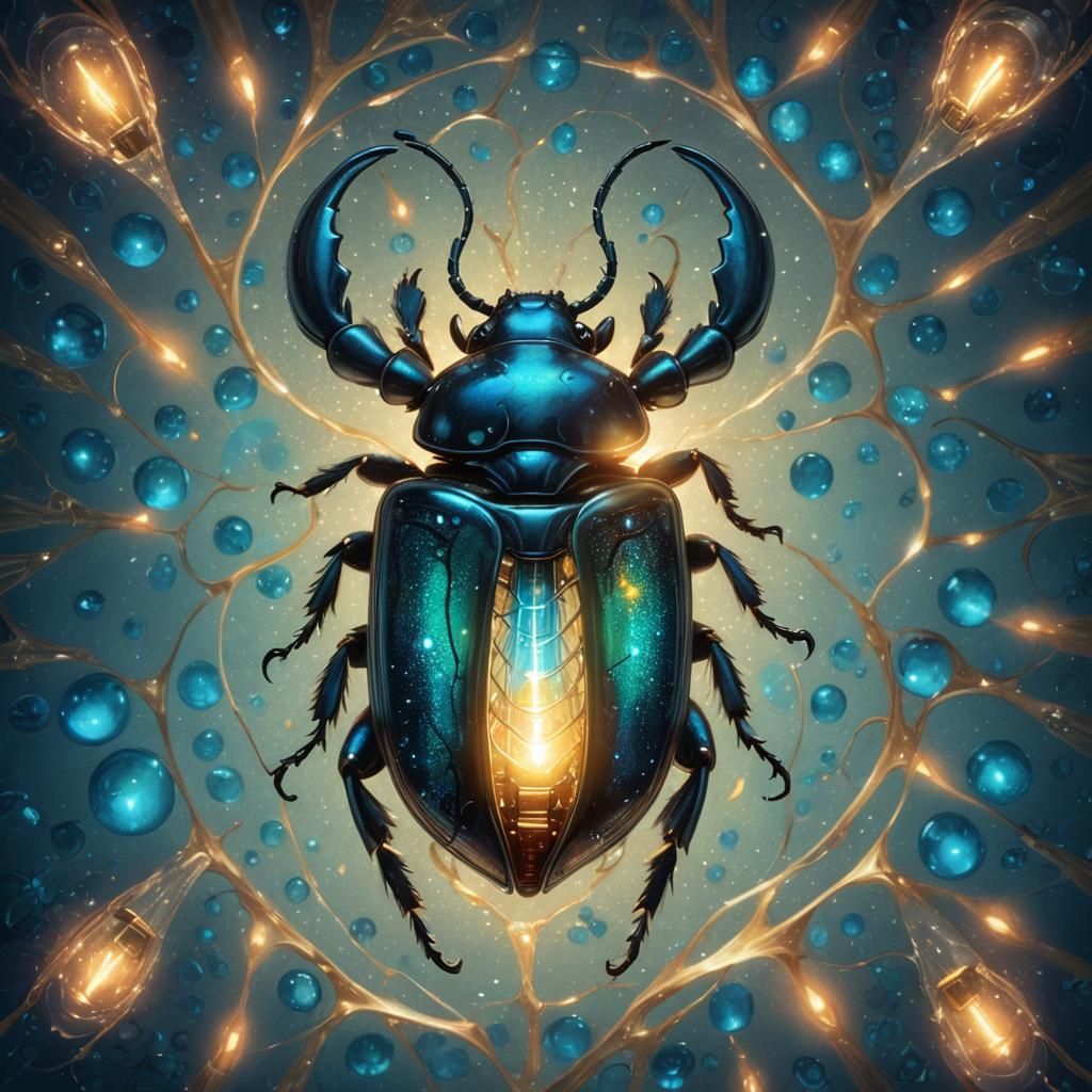 Hybrid Beetle and Light Bulb Creature