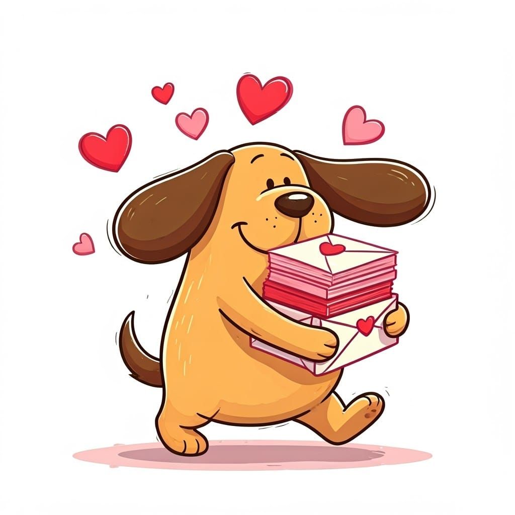 Joyful Cartoon Dog Celebrates Love and Connection