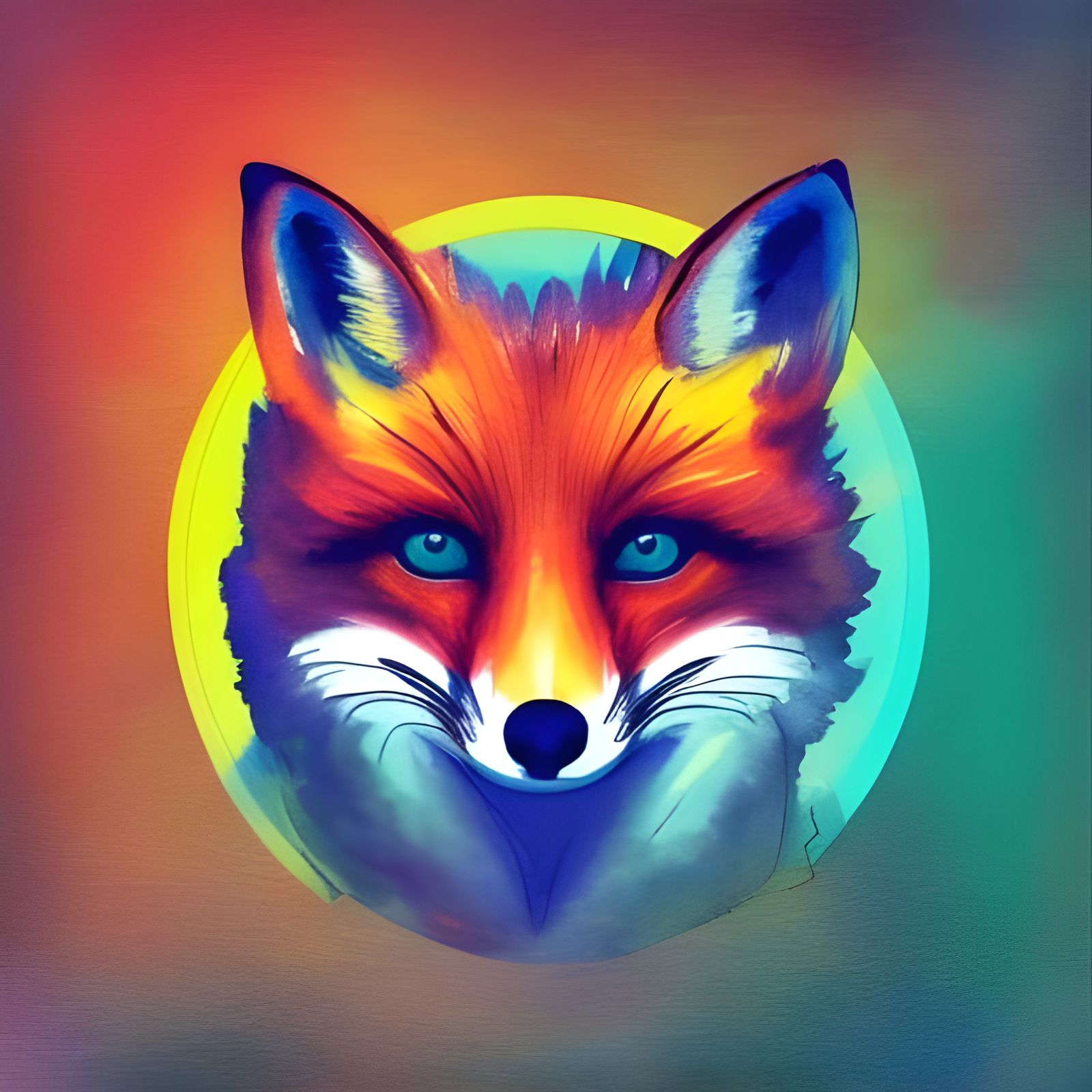 Watercolor Fox Portrait in Pop Art Style