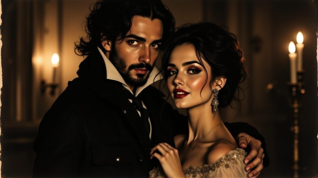 Shakespeare and Noblewoman: Clandestine Meeting in Sepia Ton...