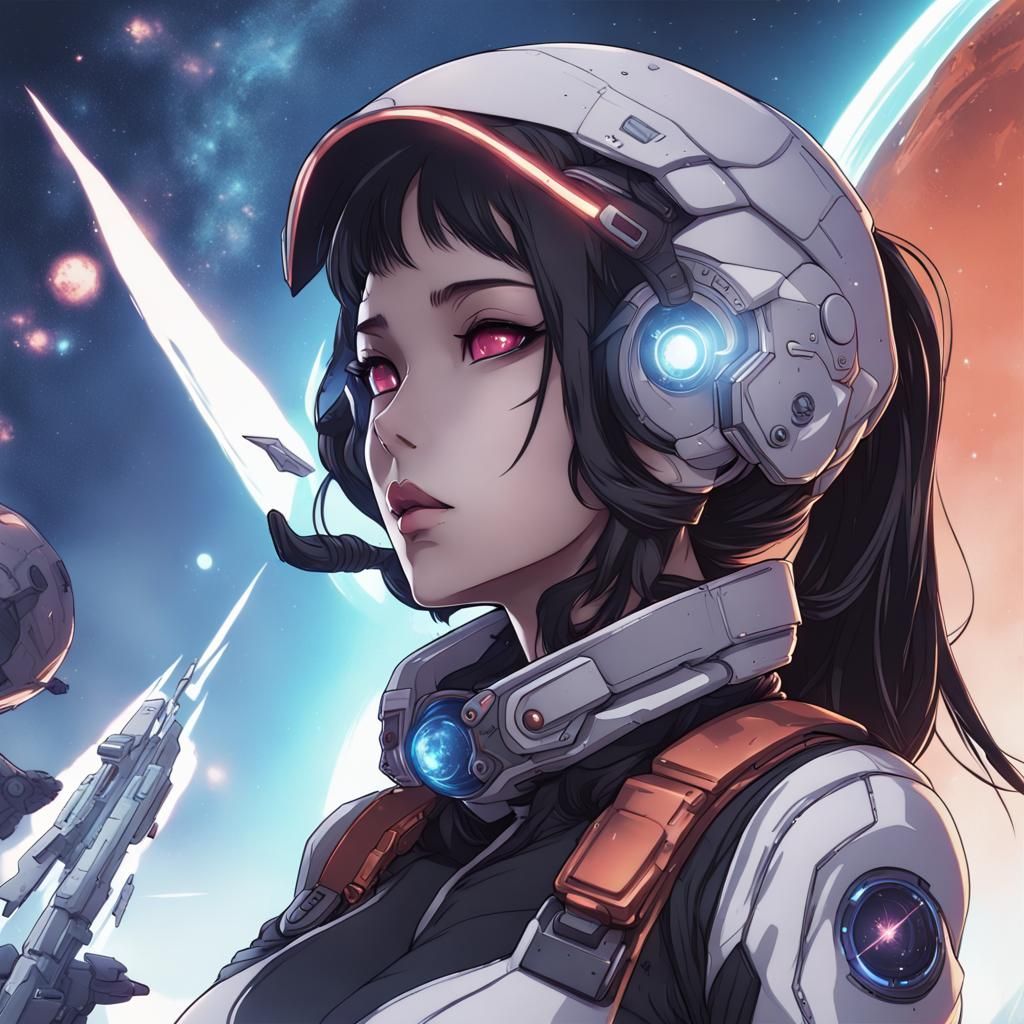 Anime-Style Female Space Raider in Sci-Fi Setting