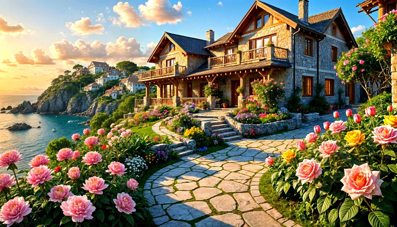 Serene Seaside Village House with Lush Gardens