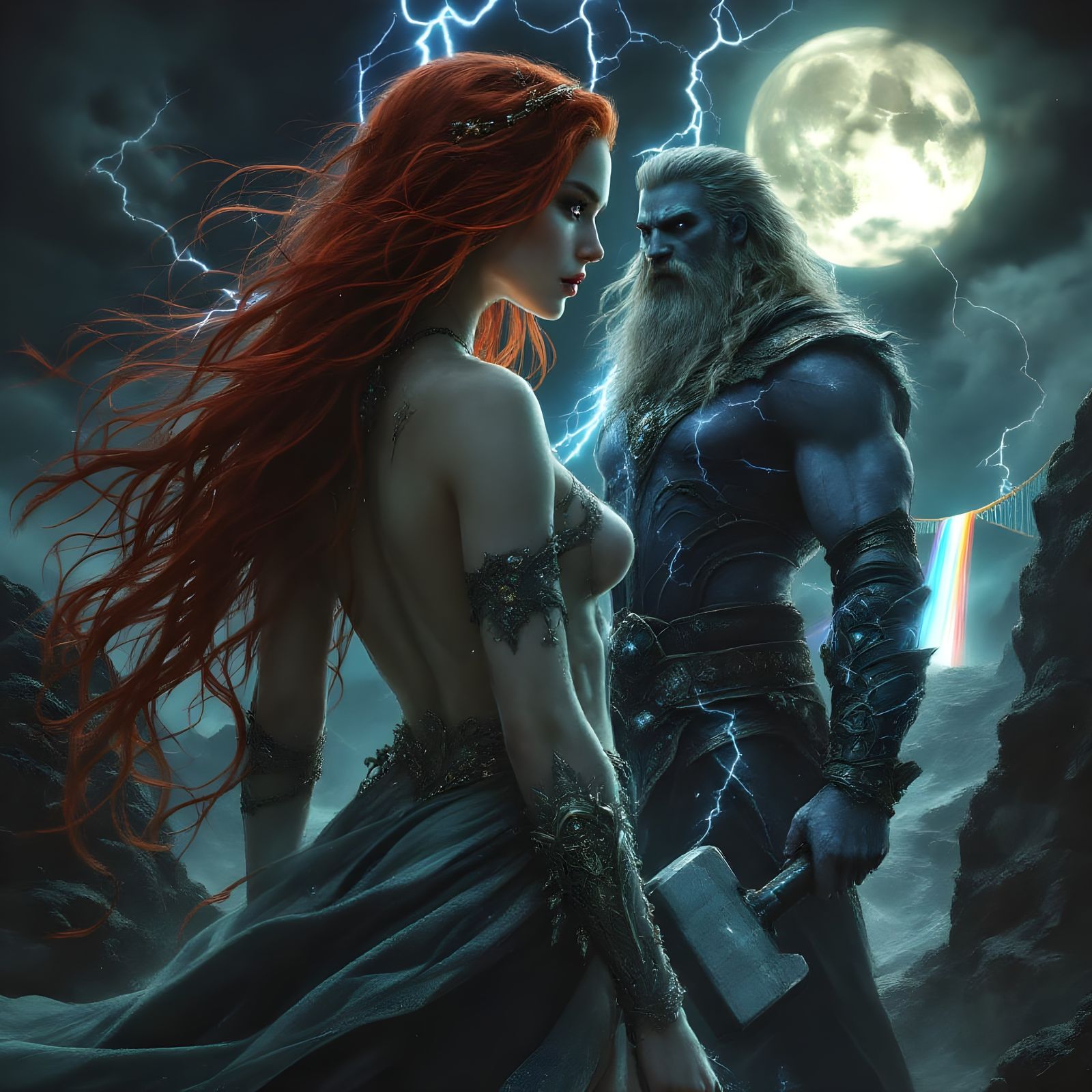 Asgardian Redhead: Goddess of Thunder in Gothcore Style