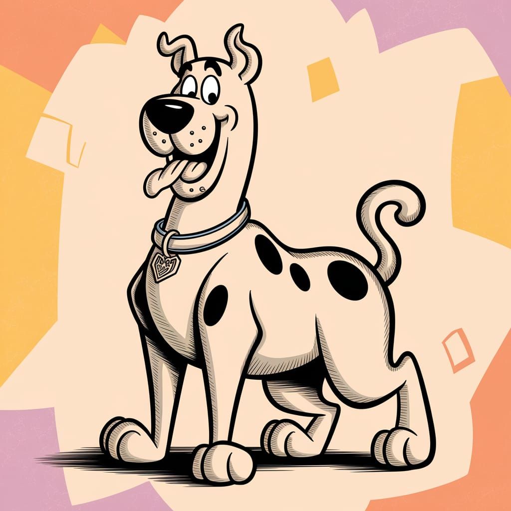 Playful Scooby Doo Cartoon Illustration in Ballpoint Pen