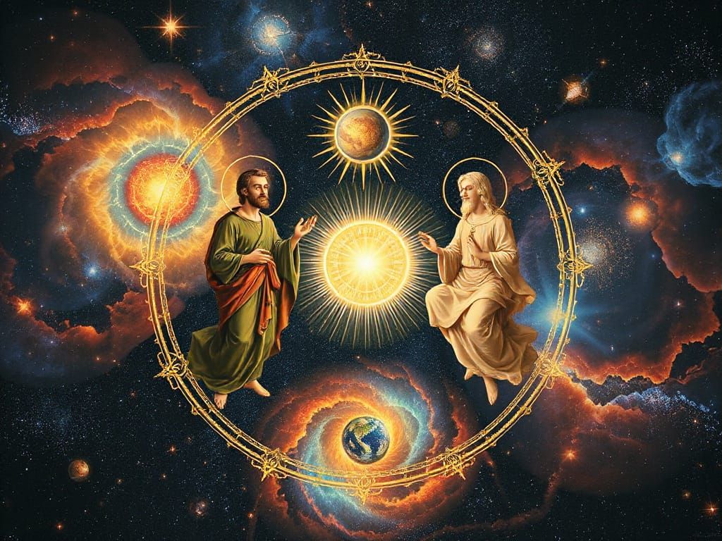 The Holy Trinity Creates the Cosmos in Ethereal Glory