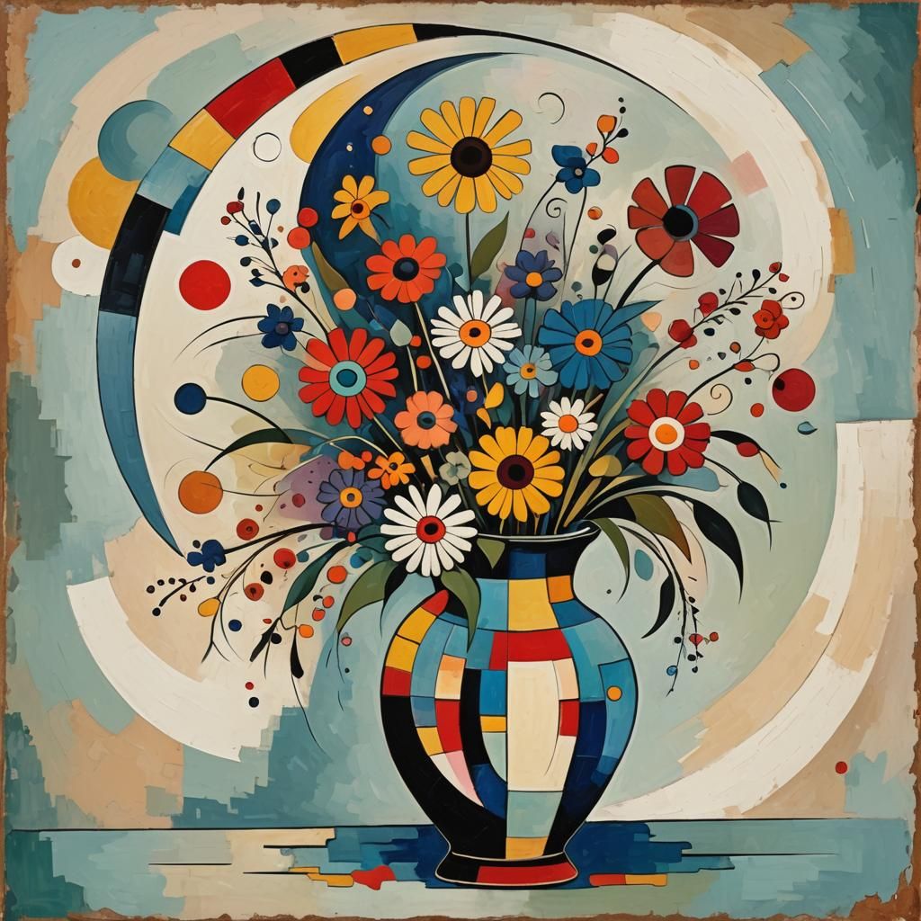 Abstract Flower and Moon Composition