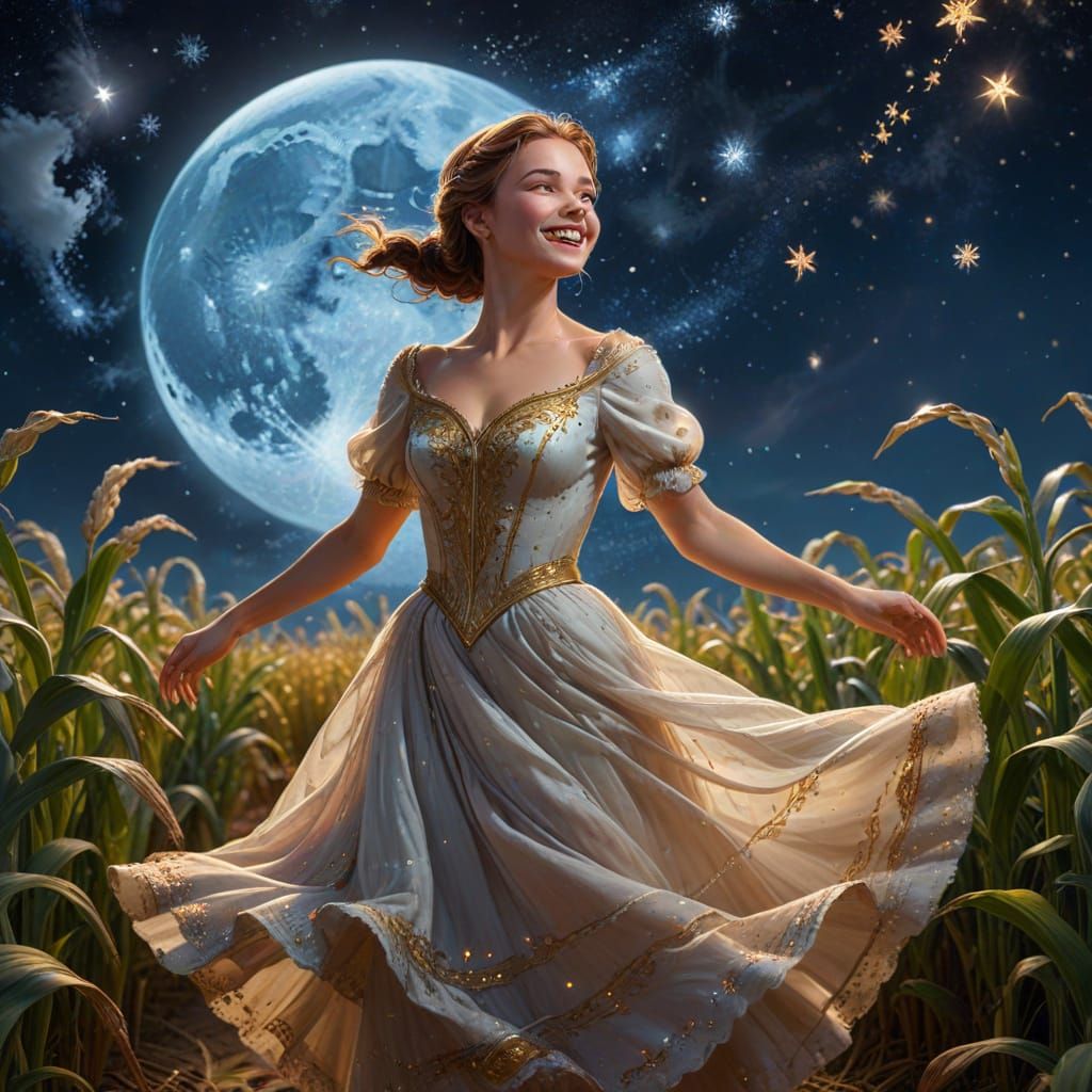 Princess Anastasia Dancing Under Starry Cornfield Night