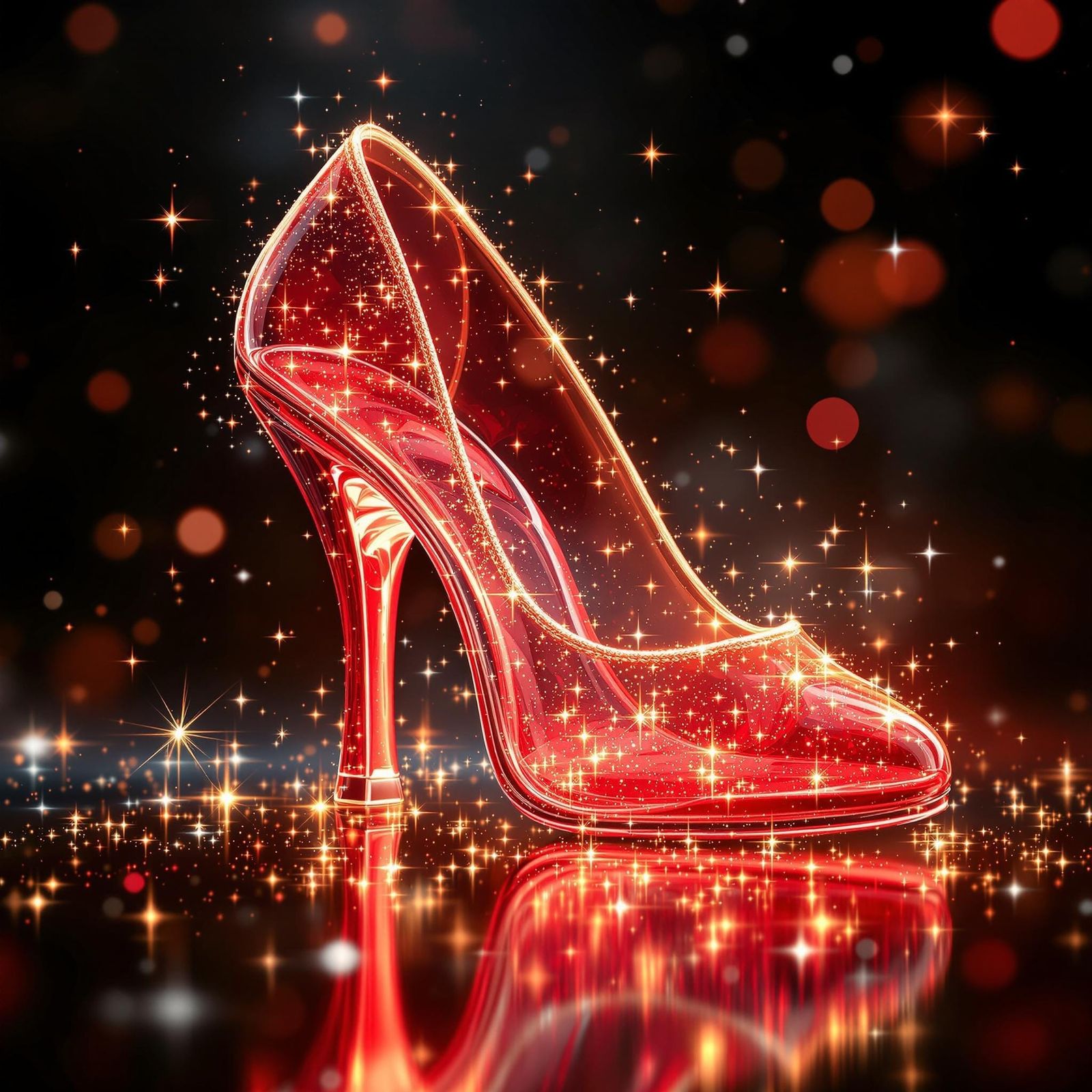 Enchanted Ruby Red Slipper in Ethereal Glow