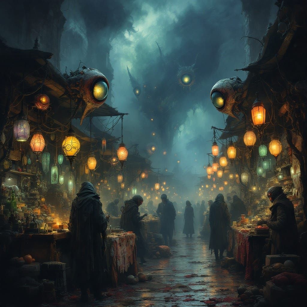 Surreal Eldritch Bazaar of Fading Recollections in a Biomech...