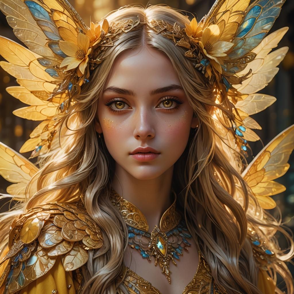 Beautiful Fairy Girl Portrait in Fantasy Art Style