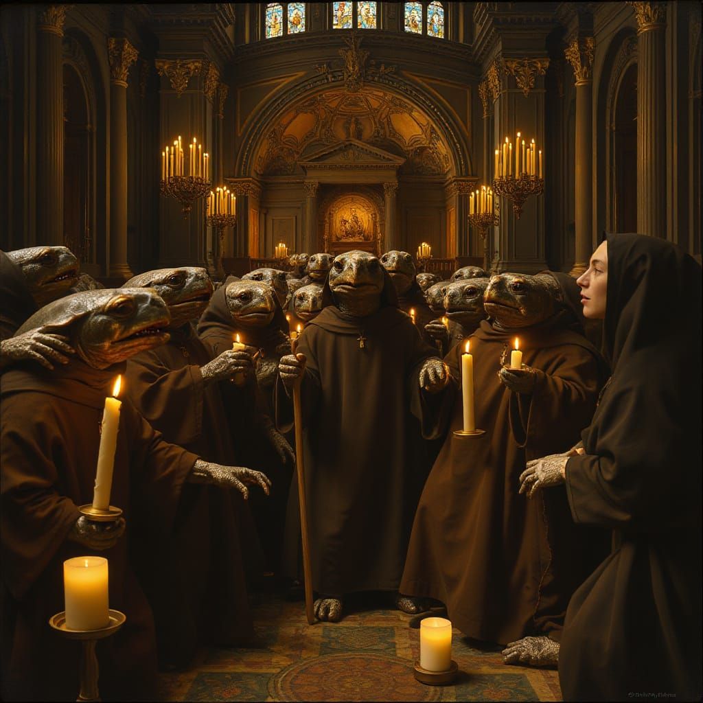 Turtle Monks Choir in Ornate Church