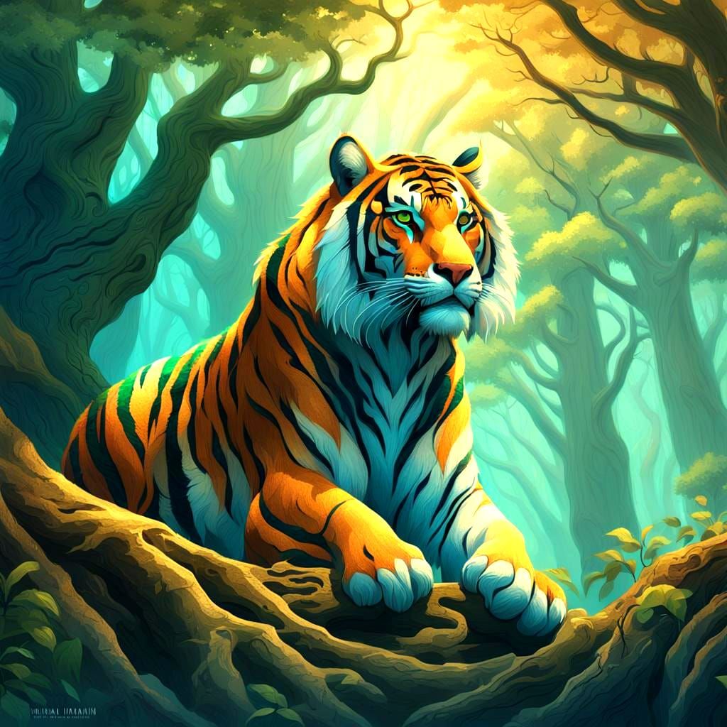 Detailed Tiger Matte Painting in Fantasy Art Style