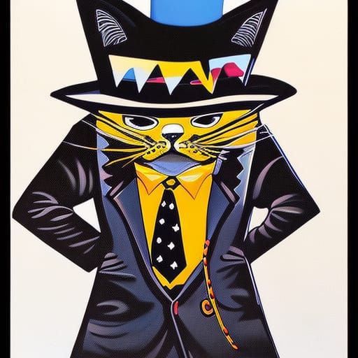 Cartoon Cat in Zoot Suit, Graffiti Art Style