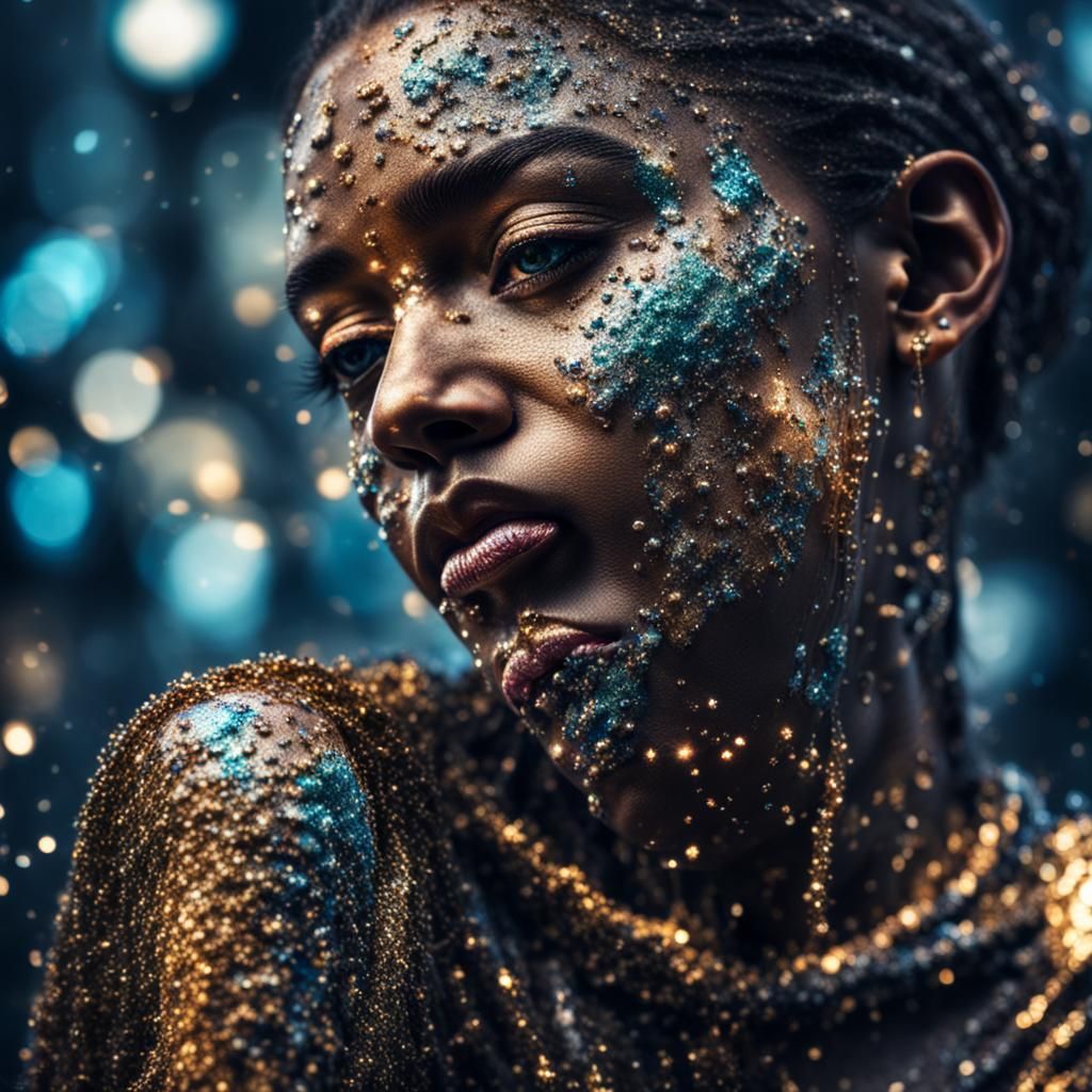 Glittering Soul with Scars in Hyperrealistic HDR