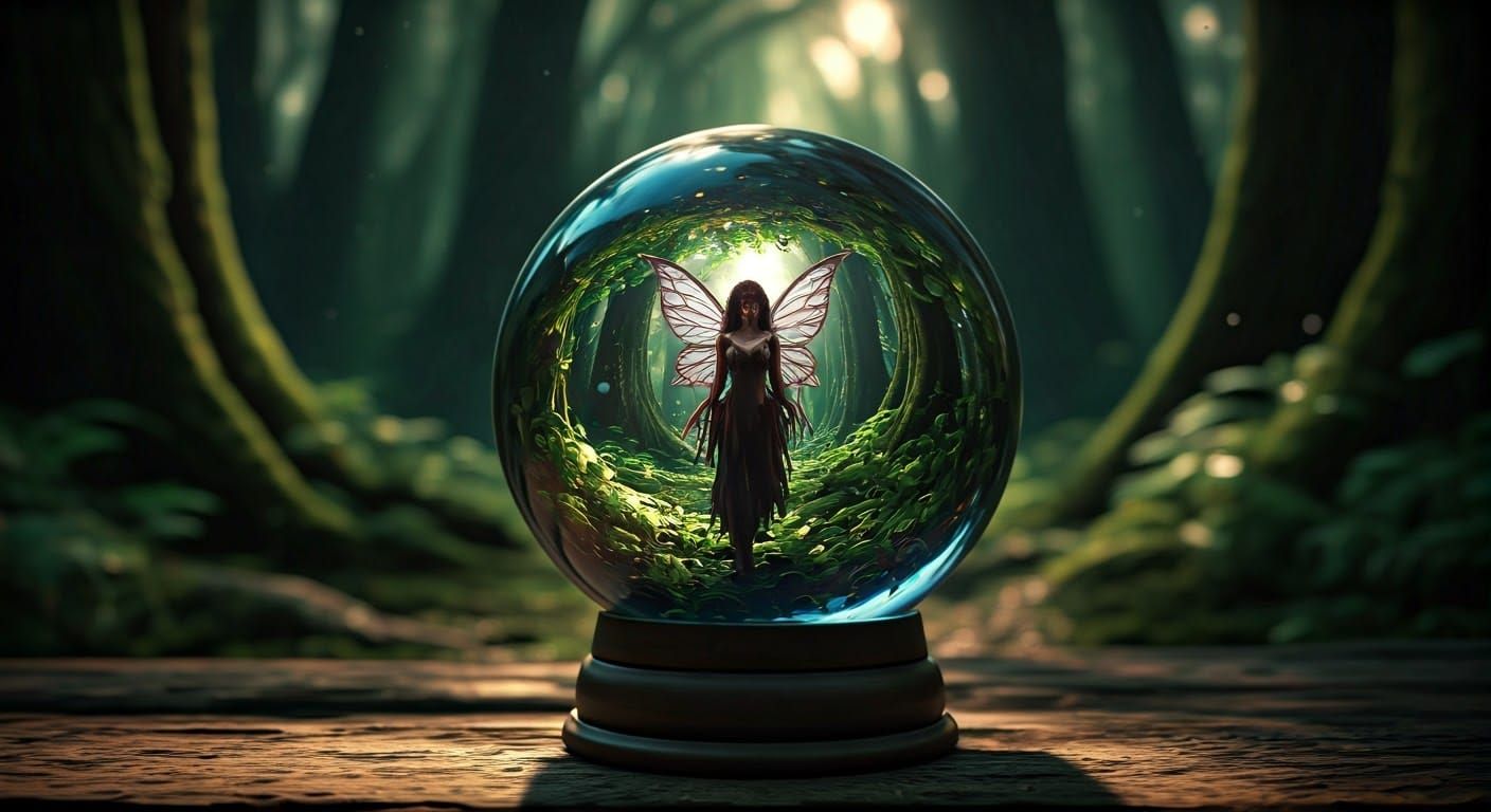 Fierce Fairy in Crystal Ball, Cinematic Film Still