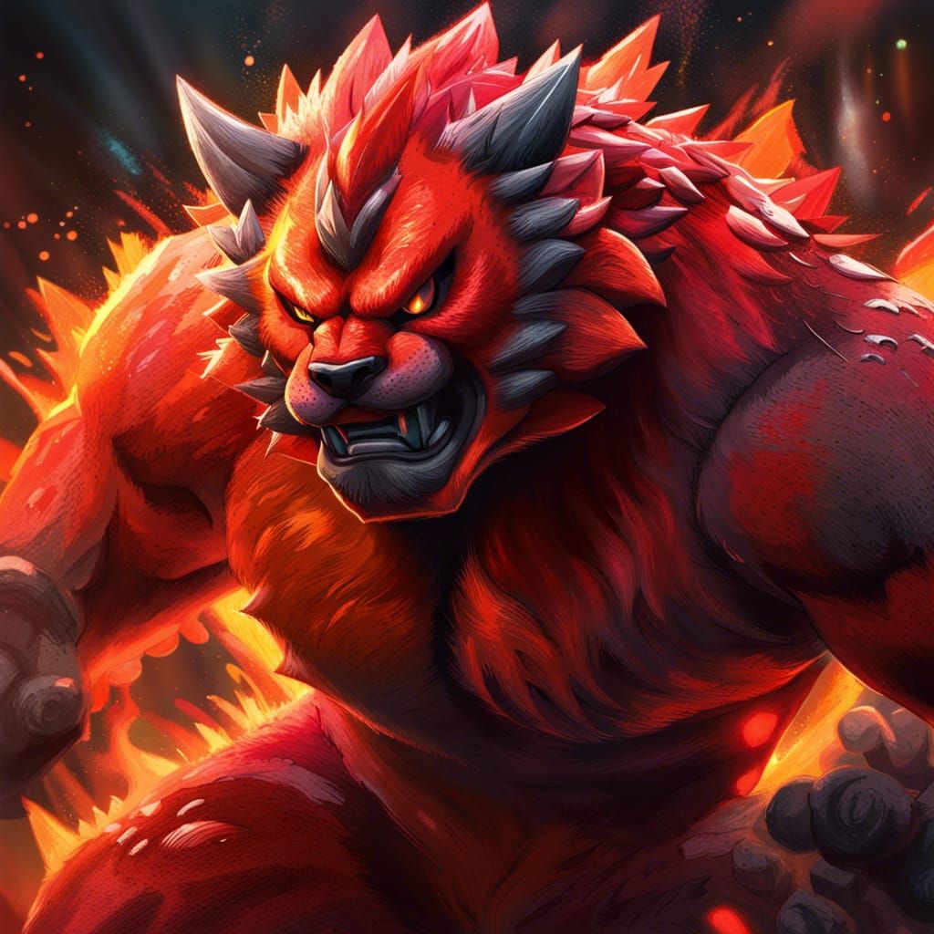 Hyperrealistic Incineroar Splash Art