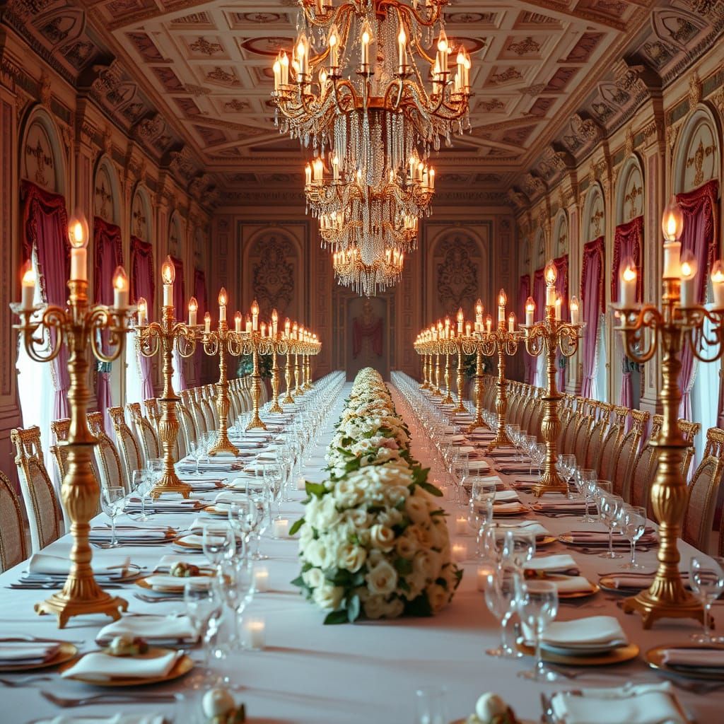 Regal Banquet in Dreamy, Fantasy Atmosphere