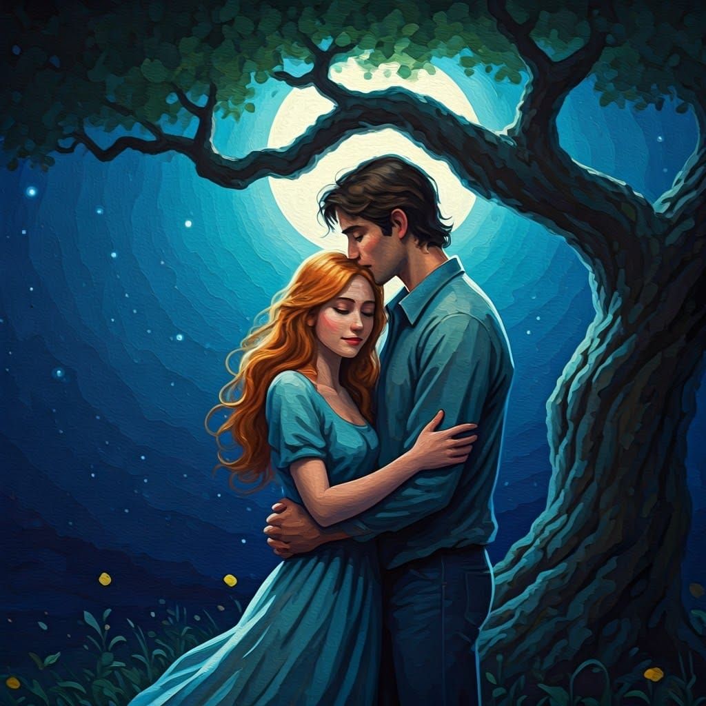 Moonlit Embrace: A Couple's Intimate Moment