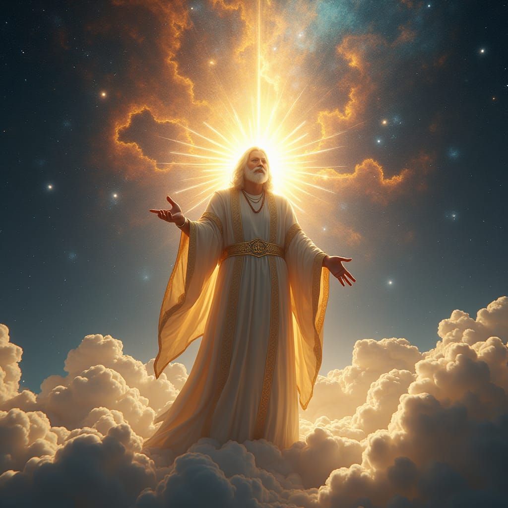 Divine Being Illuminates Cosmos in Renaissance Style