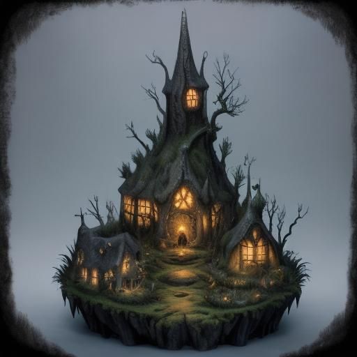 Underdark Fairy Village with Bioluminescent Flora