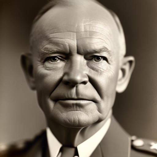 Dwight D. Eisenhower Portrait in Sepia Photograph