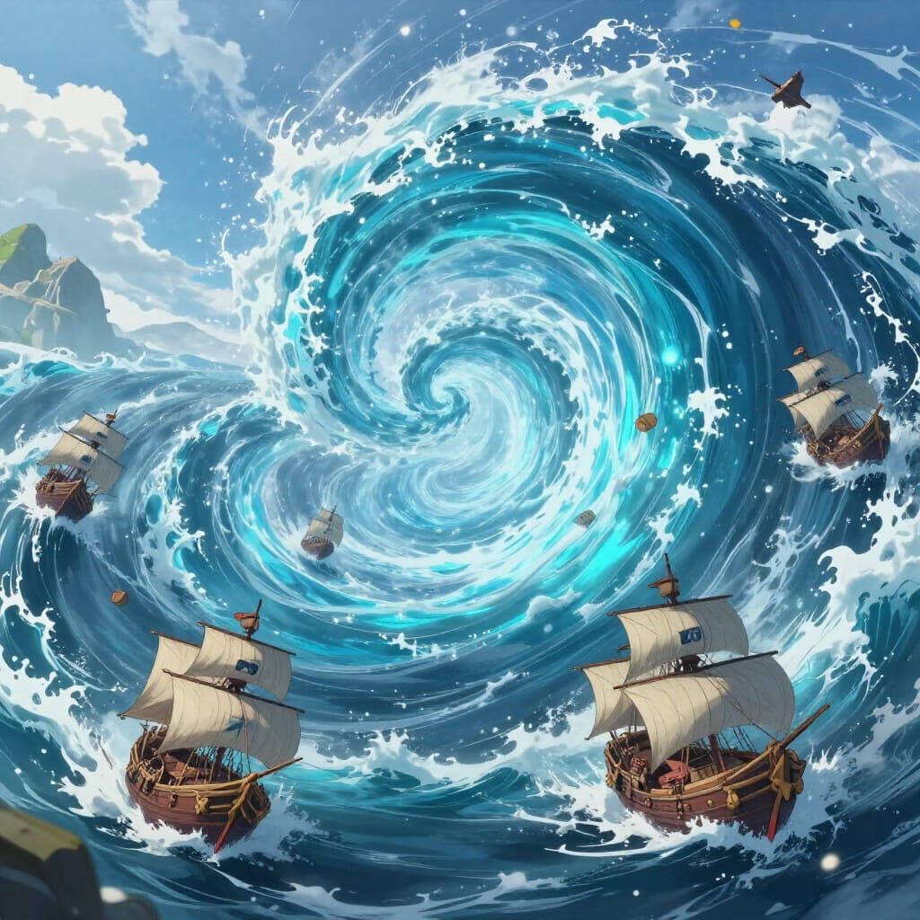 Colossal Ocean Whirlpool Sucks Pirate Ships into Abyss