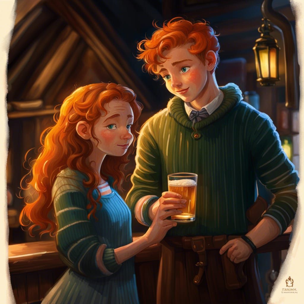 Teenage Romance in Cozy Tavern Setting
