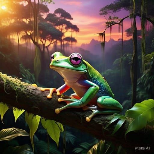 Exotic Brazilian Frog Perched on a Leaf in Tropical Paradise