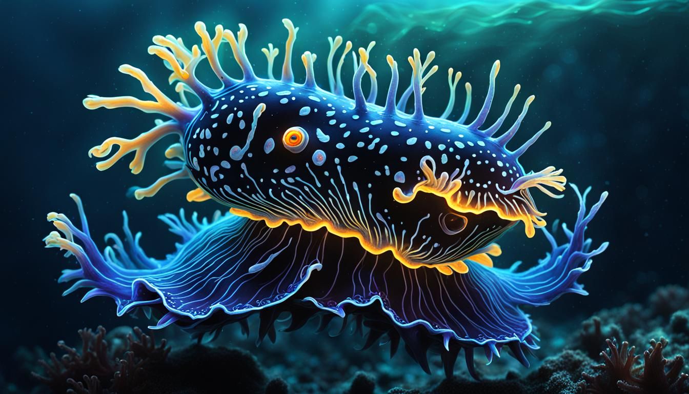 Bioluminescent Sea Slug in Dark Fantasy Style
