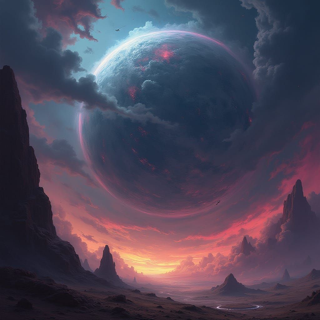 Turbulent Storms on Distant Planet in Space