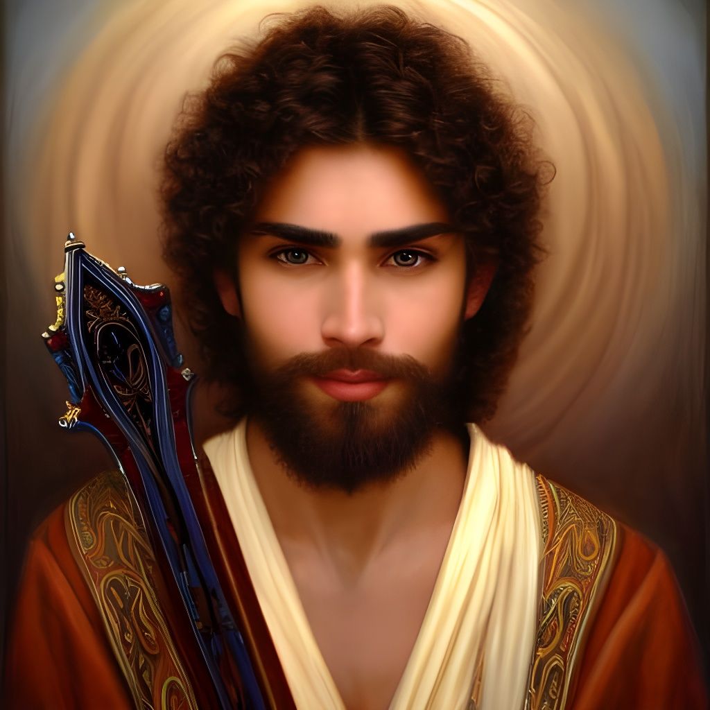 Hyperrealistic Portrait of Handsome Man with Blue Eyes