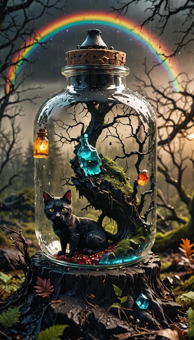 Demonic Witch Trapped in Crystal Bottle