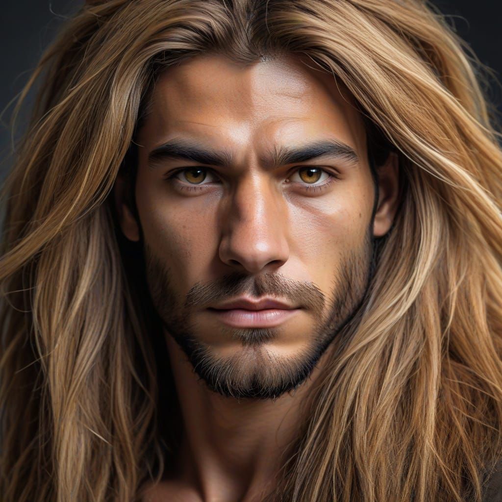 Half Human, Half Lion Portrait in Regal Splendor