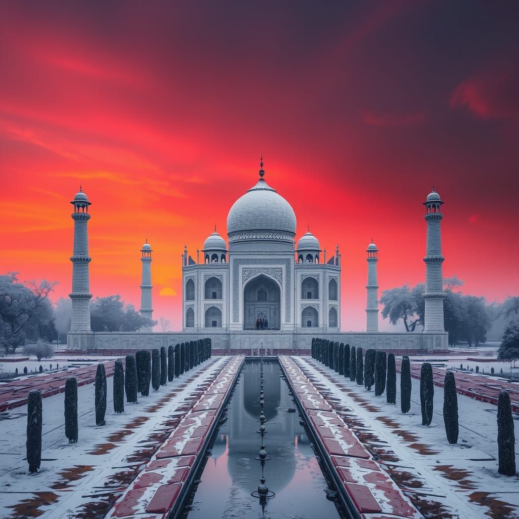 The Taj Mahal in the snow