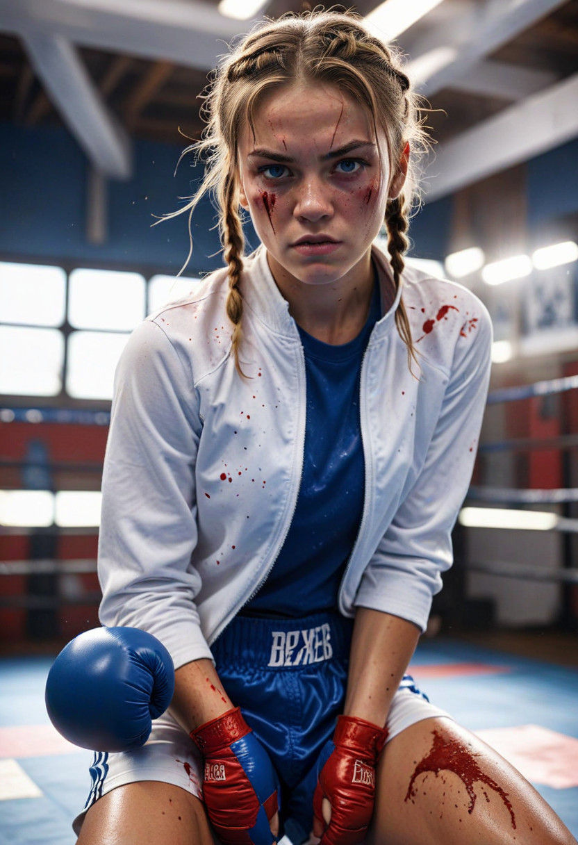 Vibrant Female Boxer in Action