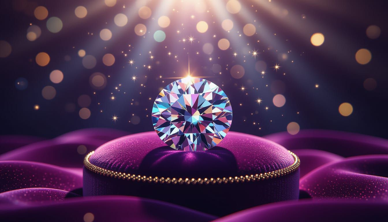 Radiant Diamond on Velvet: Celestial Light and Bokeh