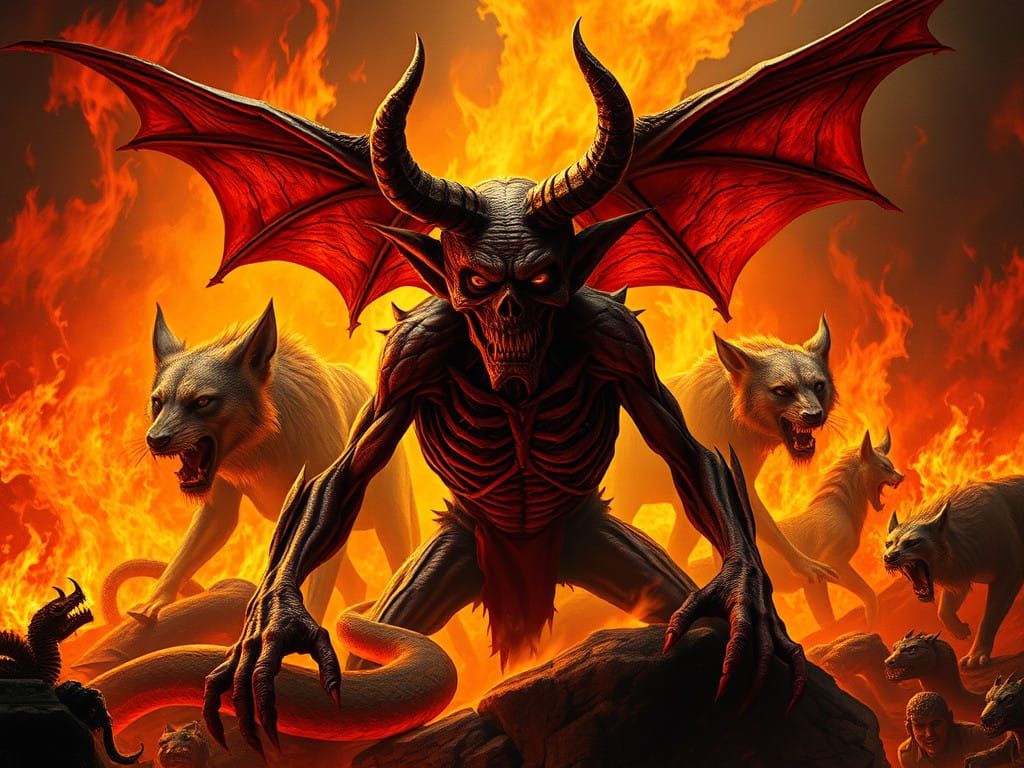 Grotesque Demon in Hellish Inferno