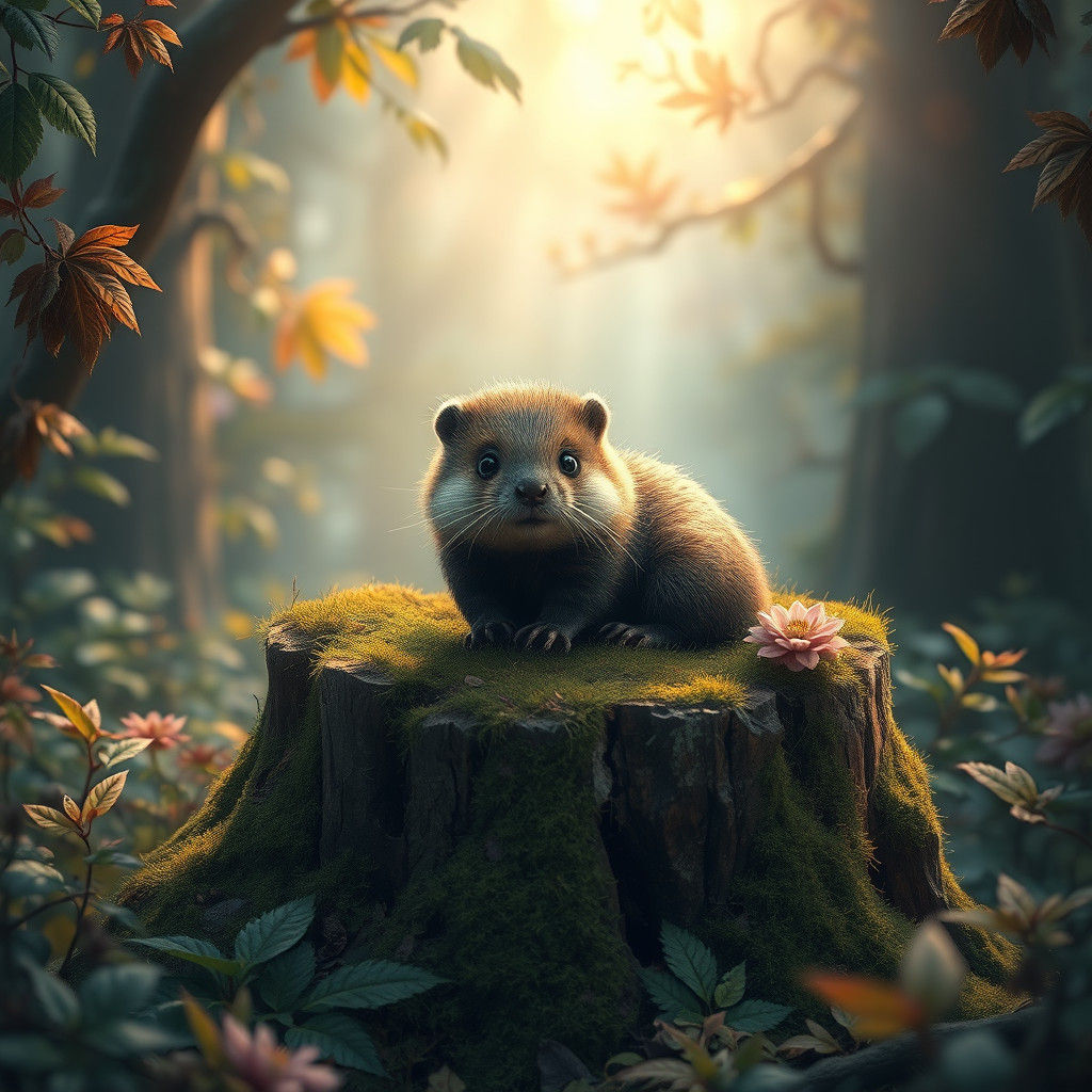 Enchanting Baby Beaver Kit in Mystical Forest