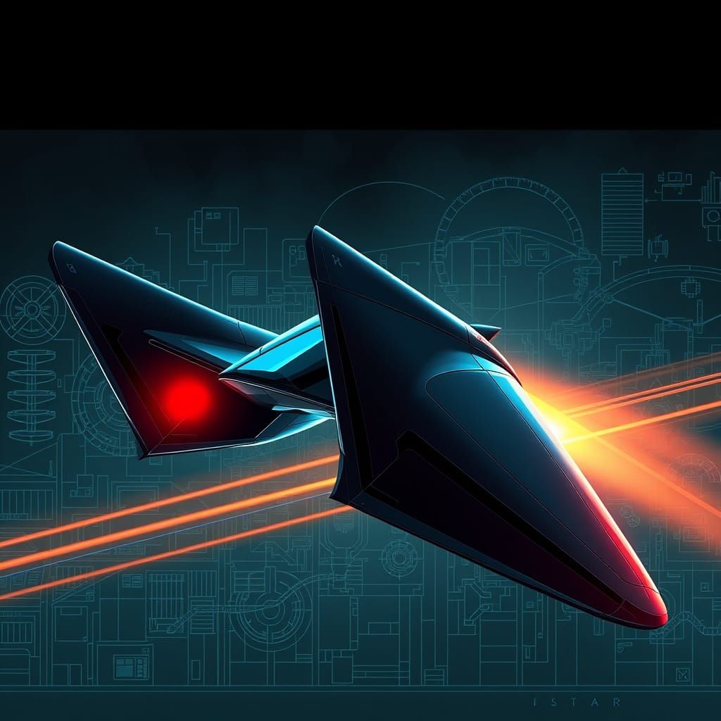 Futuristic Wing Blueprint in Miyazaki-Inspired Style